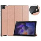 For Samsung Galaxy Tab A8 2021 SM-X205 3-Fold Holder Leather Tablet Case(Rose Gold) - 1
