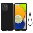 For Samsung Galaxy A03 164.2mm Global Version Pure Color Liquid Silicone Phone Case(Black) - 1