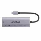 amalink 95126 Type-C / USB-C to Dual HDMI + 2 Ports USB + PD 3.0 Multi-function HUB(Grey) - 1