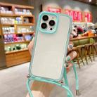 For iPhone 13 3 In 1 PC + TPU Transparent Phone Case(Mint Green) - 1