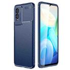 For vivo Y76s Carbon Fiber Texture Shockproof TPU Phone Case(Blue) - 1