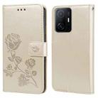For Xiaomi 11T Rose Embossed Leather Phone Case(Gold) - 1