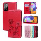 For Xiaomi Redmi Note 11T 5G / Poco M4 Pro 5G Rose Embossed Leather Phone Case(Red) - 1