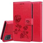 For Samsung Galaxy A22 4G Rose Embossed Leather Phone Case(Red) - 1