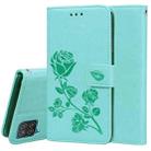 For Samsung Galaxy A22 4G Rose Embossed Leather Phone Case(Green) - 1