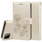 For Samsung Galaxy A22 5G Rose Embossed Leather Phone Case(Gold) - 1