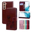 For Samsung Galaxy S22+ 5G Rose Embossed Leather Phone Case(Brown) - 1