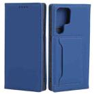 For Samsung Galaxy S22 Ultra 5G Strong Magnetism Liquid Feel Horizontal Flip Leather Phone Case(Blue) - 1