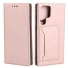 For Samsung Galaxy S22 Ultra 5G Strong Magnetism Liquid Feel Horizontal Flip Leather Phone Case(Rose Gold) - 1