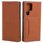 For Samsung Galaxy S22 Ultra 5G Strong Magnetism Liquid Feel Horizontal Flip Leather Phone Case(Brown) - 1