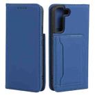 For Samsung Galaxy S22+ 5G Strong Magnetism Liquid Feel Horizontal Flip Leather Phone Case(Blue) - 1