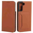 For Samsung Galaxy S22+ 5G Strong Magnetism Liquid Feel Horizontal Flip Leather Phone Case(Brown) - 1