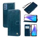 For Samsung Galaxy M52 5G Oil Wax Texture Leather Phone Case(Blue) - 1