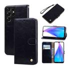 For Samsung Galaxy S22 Ultra 5G Oil Wax Texture Leather Phone Case(Black) - 1