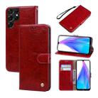 For Samsung Galaxy S22 Ultra 5G Oil Wax Texture Leather Phone Case(Red) - 1