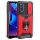 For Motorola Moto G Pure Sliding Camera Cover Design PC + TPU Shockproof Phone Case with Ring Holder & Card Slot(Red) - 1