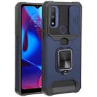 For Motorola Moto G Pure Sliding Camera Cover Design PC + TPU Shockproof Phone Case with Ring Holder & Card Slot(Blue) - 1