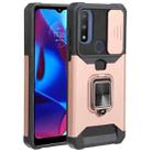 For Motorola Moto G Pure Sliding Camera Cover Design PC + TPU Shockproof Phone Case with Ring Holder & Card Slot(Rose Gold) - 1