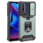 For Motorola Moto G Pure Sliding Camera Cover Design PC + TPU Shockproof Phone Case with Ring Holder & Card Slot(Dark Green) - 1