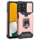 Sliding Camera Cover Design PC + TPU Shockproof Phone Case with Ring Holder & Card Slot For Samsung Galaxy A13 4G/Galaxy A13 5G /Galaxy A13 Lite/Galaxy A04/Galaxy A04S/Galaxy A04E 4G(Rose Gold) - 1