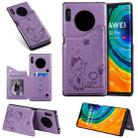 For Huawei Mate30 Pro Cat Bee Embossing Pattern Shockproof Protective Case with Card Slots & Photo Frame(Purple) - 1