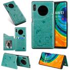 For Huawei Mate30 Pro Cat Bee Embossing Pattern Shockproof Protective Case with Card Slots & Photo Frame(Green) - 1