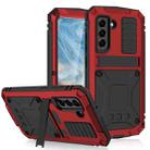 For Samsung Galaxy S21 FE R-JUST Rugged Phone Case with Holder(Red) - 1