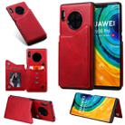 For Huawei Mate30 Pro Solid Color Calf Texture Shockproof Protective Case with Card Slots & Photo Frame(Red) - 1