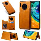 For Huawei Mate30 Pro Solid Color Calf Texture Shockproof Protective Case with Card Slots & Photo Frame(Borwn) - 1