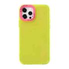 For iPhone 13 mini Color Contrast Lens Frame Transparent TPU Phone Case (Yellow + Rose Red) - 1