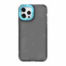 For iPhone 13 mini Color Contrast Lens Frame Transparent TPU Phone Case (Black + Sky Blue) - 1