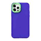 For iPhone 13 Color Contrast Lens Frame Transparent TPU Phone Case(Purple + Green) - 1