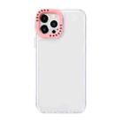 For iPhone 13 Color Contrast Lens Frame Transparent TPU Phone Case(Transparent + Light Pink) - 1