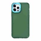 For iPhone 13 Pro Max Color Contrast Lens Frame Transparent TPU Phone Case (Green + Sky Blue) - 1