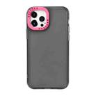 For iPhone 13 Pro Max Color Contrast Lens Frame Transparent TPU Phone Case (Black + Rose Red) - 1