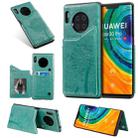 For Huawei Mate30 Pro Cat Tree Embossing Pattern Shockproof Protective Case with Card Slots & Photo Frame(Green) - 1