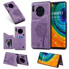 For Huawei Mate30 Pro Cat Tree Embossing Pattern Shockproof Protective Case with Card Slots & Photo Frame(Purple) - 1