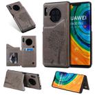 For Huawei Mate30 Pro Cat Tree Embossing Pattern Shockproof Protective Case with Card Slots & Photo Frame(Gray) - 1