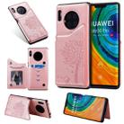 For Huawei Mate30 Pro Cat Tree Embossing Pattern Shockproof Protective Case with Card Slots & Photo Frame(Rose Gold) - 1