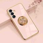 For Samsung Galaxy A13 5G 6D Electroplating Silicone Phone Case with Ring Holder(Light Pink) - 1