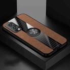 For OnePlus Nord 2 5G XINLI Stitching Cloth Texture TPU Phone Case with Ring Holder(Brown) - 1