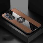 For OnePlus 9 Pro XINLI Stitching Cloth Texture TPU Phone Case with Ring Holder(Brown) - 1