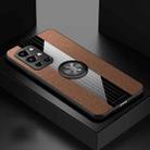 For OnePlus 9R XINLI Stitching Cloth Texture TPU Phone Case with Ring Holder(Brown) - 1