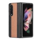For Samsung Galaxy Z Fold3 5G Litchi Texture + Carbon Fiber Phone Case(Black) - 1