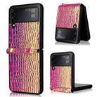 For Samsung Galaxy Z Flip3 5G Siamese Pearl Texture Phone Case with Lanyard(Rose Gold) - 1