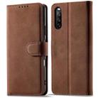 For Sony Xperia 10 III Frosted Anti-theft Brush Horizontal Flip Leather Phone Case(Coffee) - 1