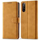 For Sony Xperia 10 III Frosted Anti-theft Brush Horizontal Flip Leather Phone Case(Yellow) - 1