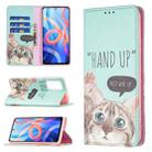 For Xiaomi Redmi Note 11 5G Colored Drawing Invisible Magnetic PU Leather Phone Case(Cat) - 1