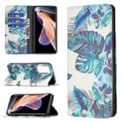 For Xiaomi Redmi Note 11 Pro 5G / 11 Pro+ 5G Colored Drawing Pattern Invisible Magnetic Leather Phone Case(Blue Leaf) - 1