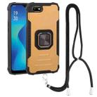For OPPO A1k Aluminum Alloy + TPU Phone Case with Lanyard(Gold) - 1